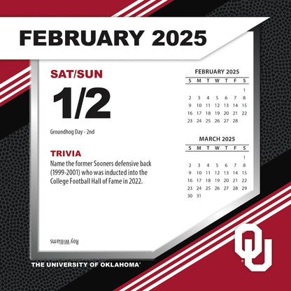 Oklahoma Sooners 2025 Fact-A-Day Box Desk Calendar Feb