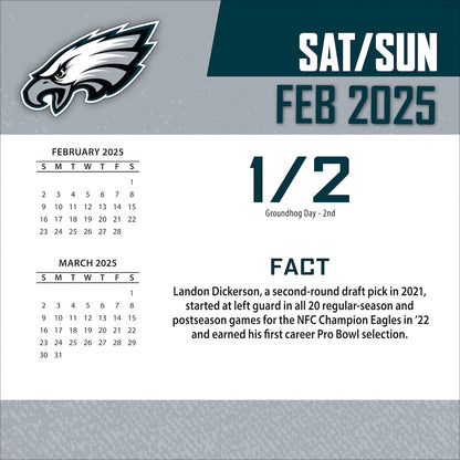 Philadelphia Eagles 2025 Fact-A-Day Box Desk Calendar Feb