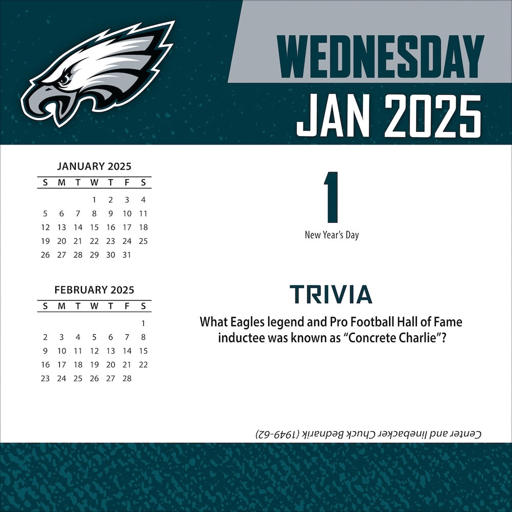 Philadelphia Eagles 2025 Fact-A-Day Box Desk Calendar Jan