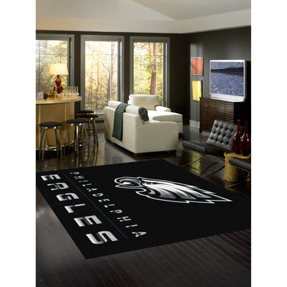 Philadelphia Eagles chrome style area rug lifestyle