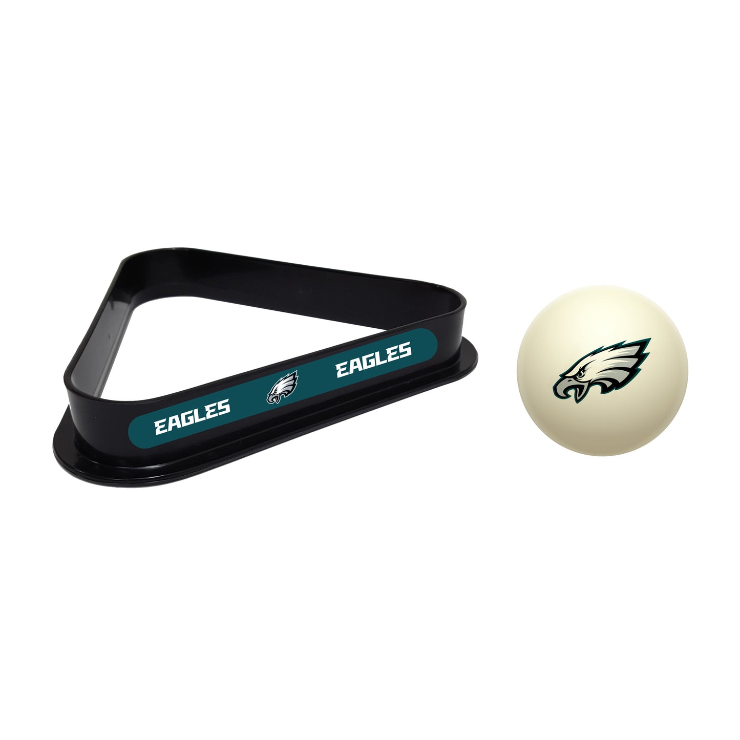 Philadelphia Eagles cue ball and triangle