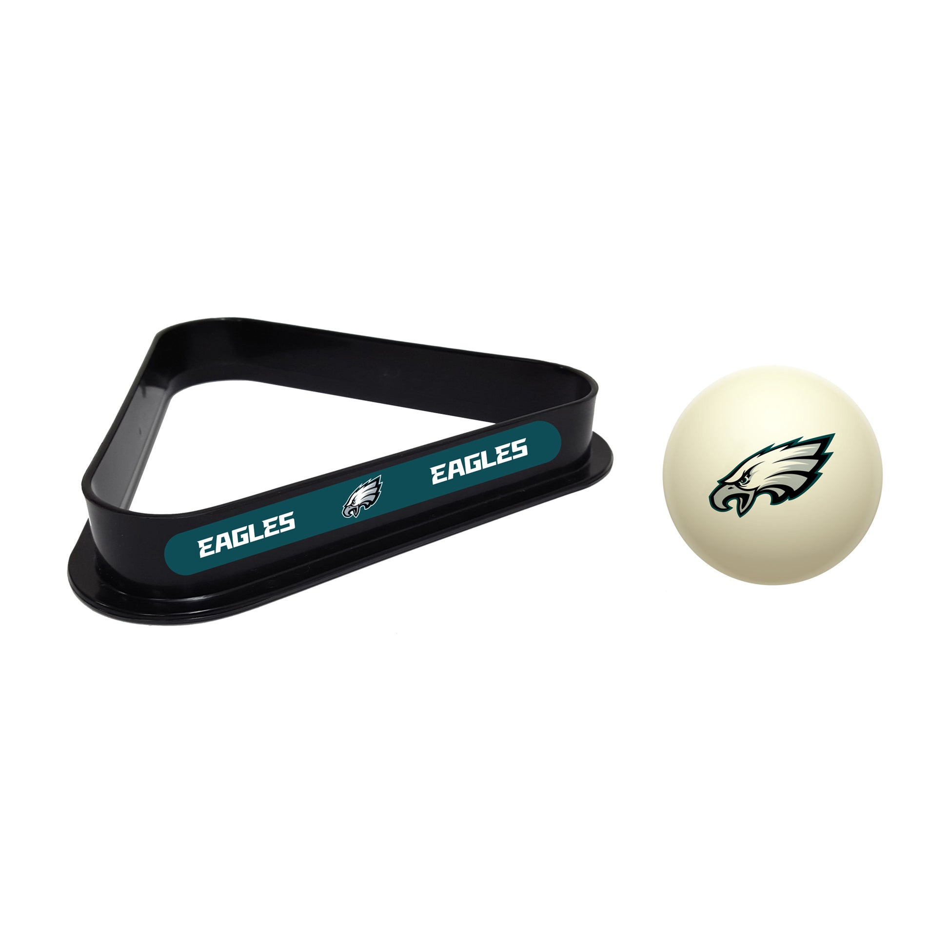 Philadelphia Eagles cue ball and triangle