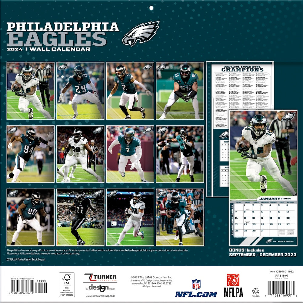 Philadelphia Eagles Team Photos Wall Calendar Back