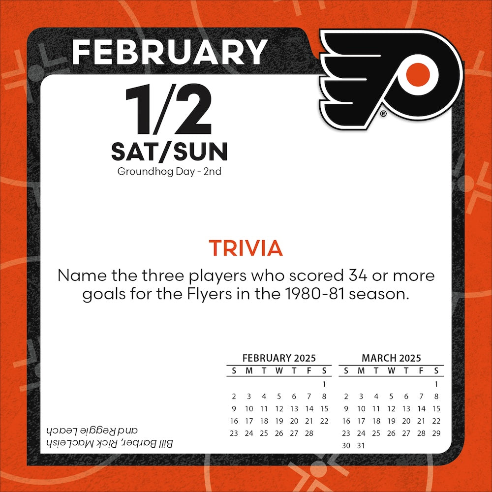 Philadelphia Flyers 2025 Fact-A-Day Box Desk Calendar Feb