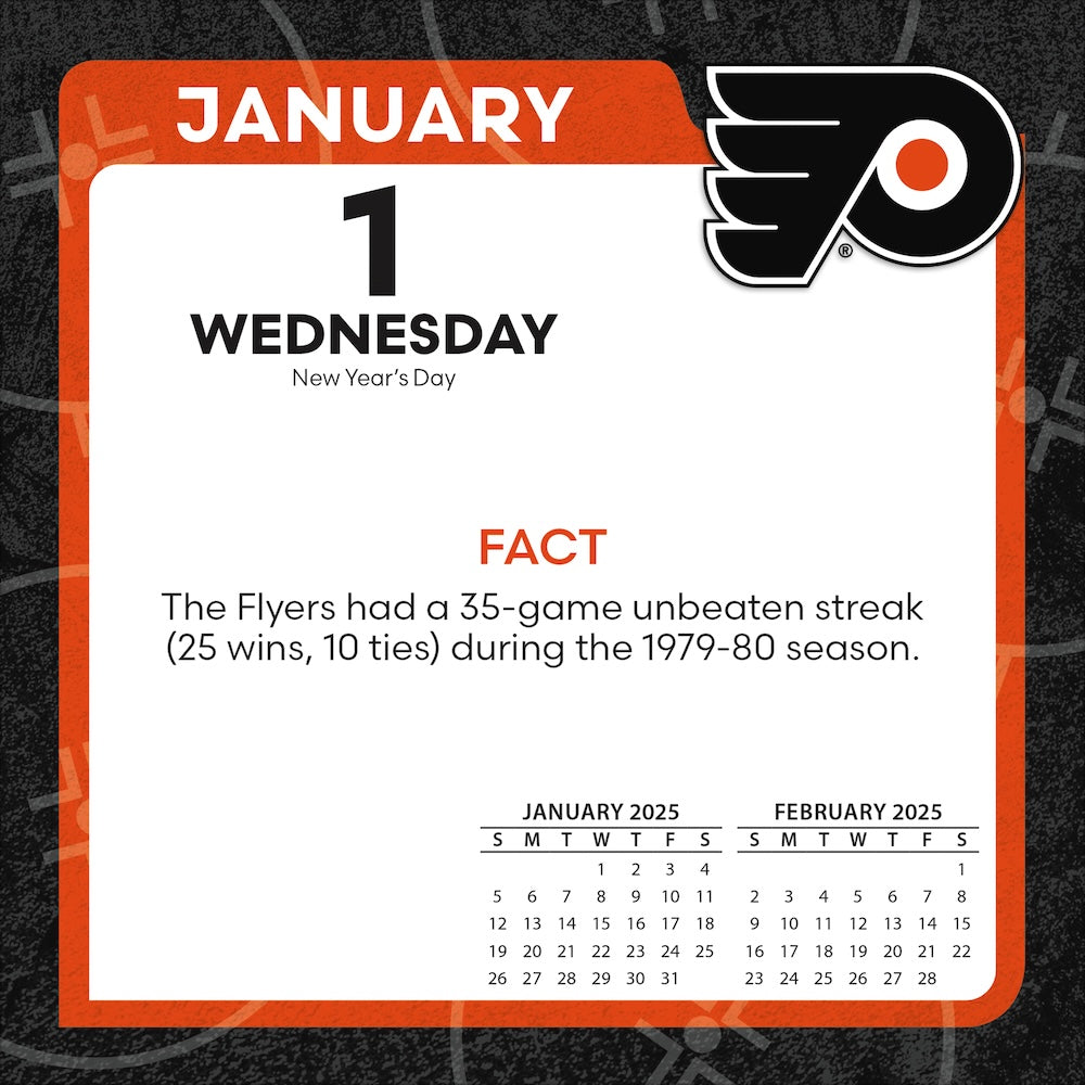 Philadelphia Flyers 2025 Fact-A-Day Box Desk Calendar Jan