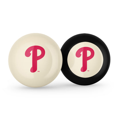 Philadelphia Phillies cue ball and 8 ball