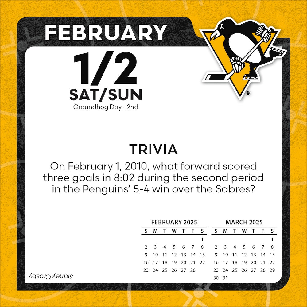 Pittsburgh Penguins 2025 Fact-A-Day Box Desk Calendar Feb