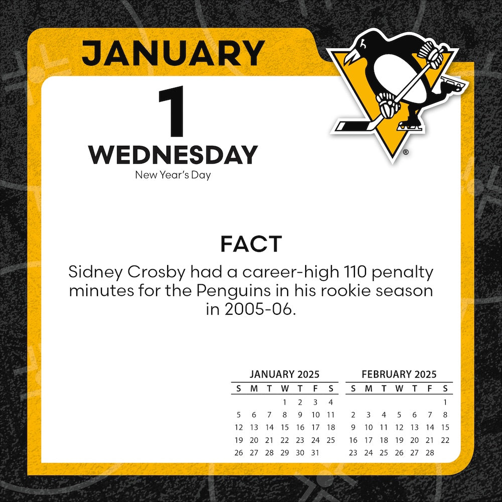 Pittsburgh Penguins 2025 Fact-A-Day Box Desk Calendar Jan