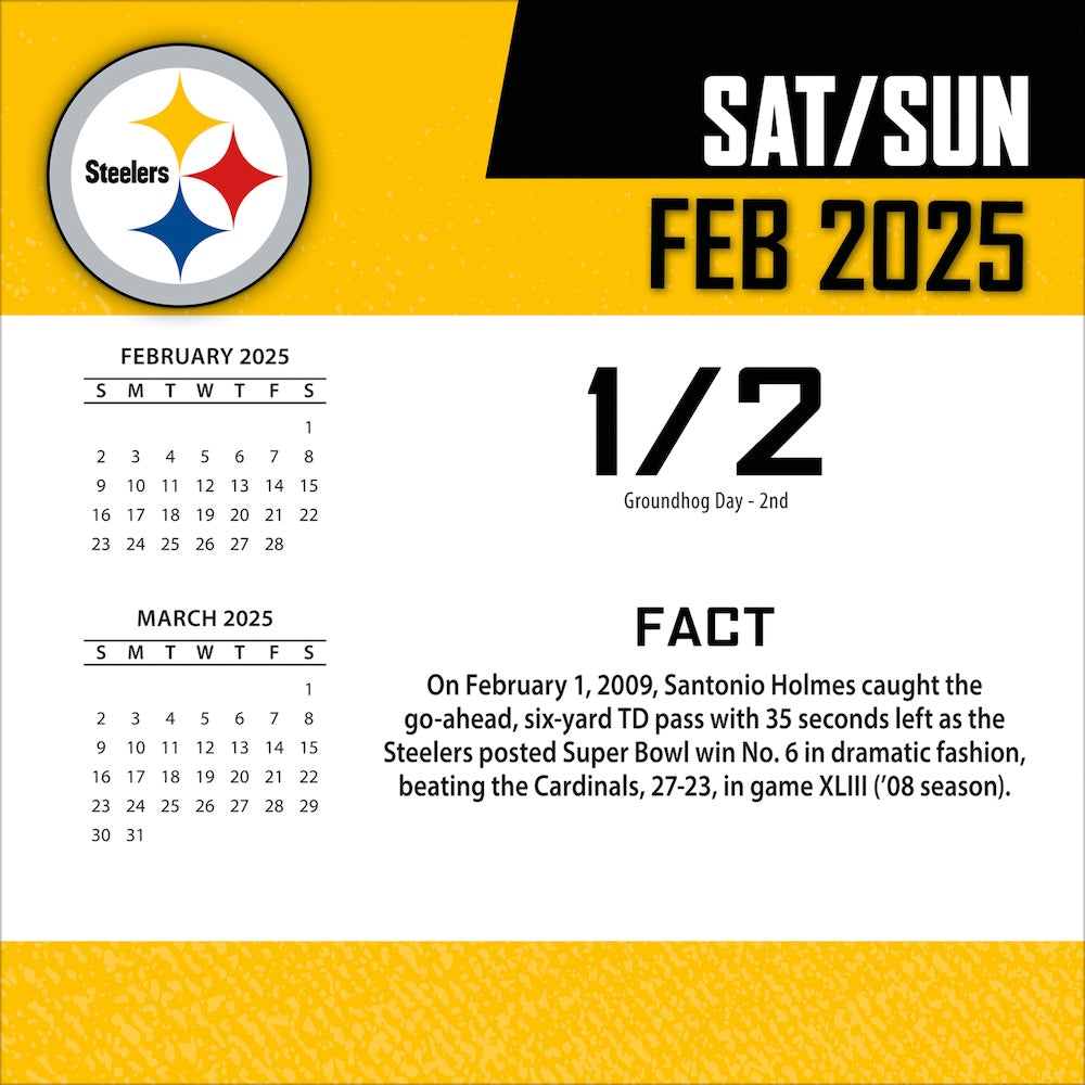 Pittsburgh Steelers 2025 Fact-A-Day Box Desk Calendar Feb