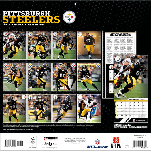 Pittsburgh Steelers Team Photos Wall Calendar Back