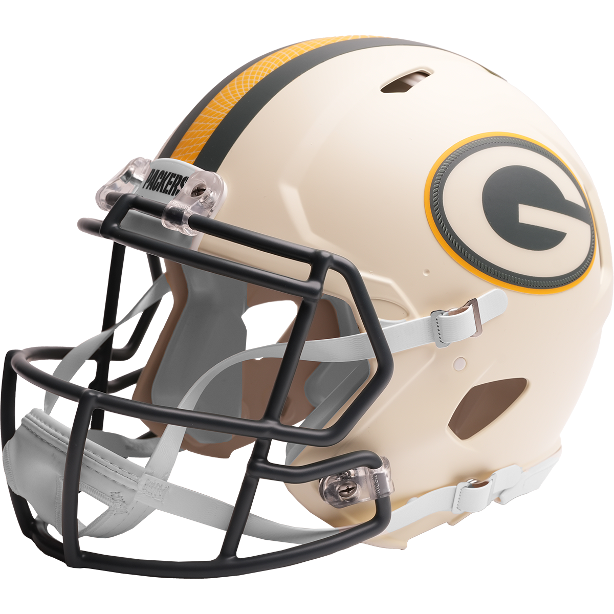 Green Bay Packers authentic 2026 Rivalries Alternate full size helmet left side view
