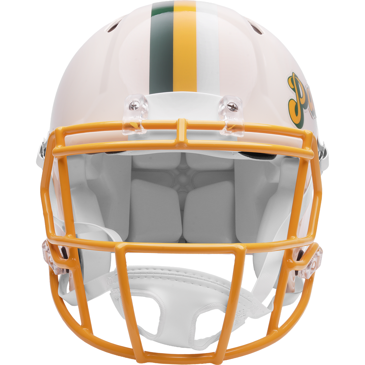 Green Bay Packers Riddell Speed Retro Authentic Helmet – front facemask view