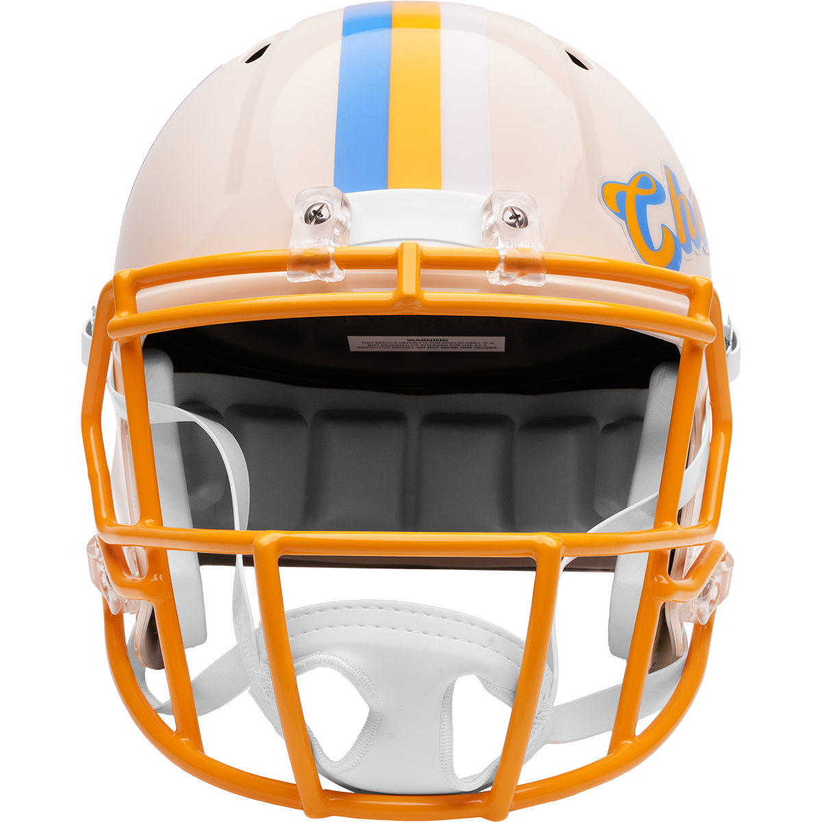 Los Angeles Chargers Riddell Speed Retro Replica Helmet – front facemask view