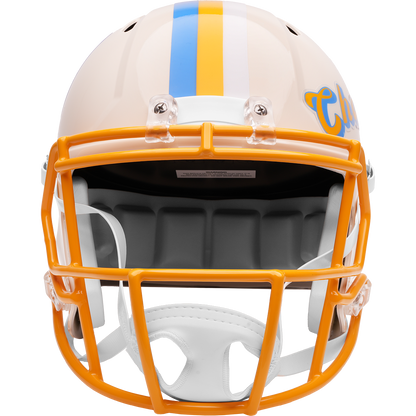 Los Angeles Chargers Riddell Speed Retro Replica Helmet – front facemask view