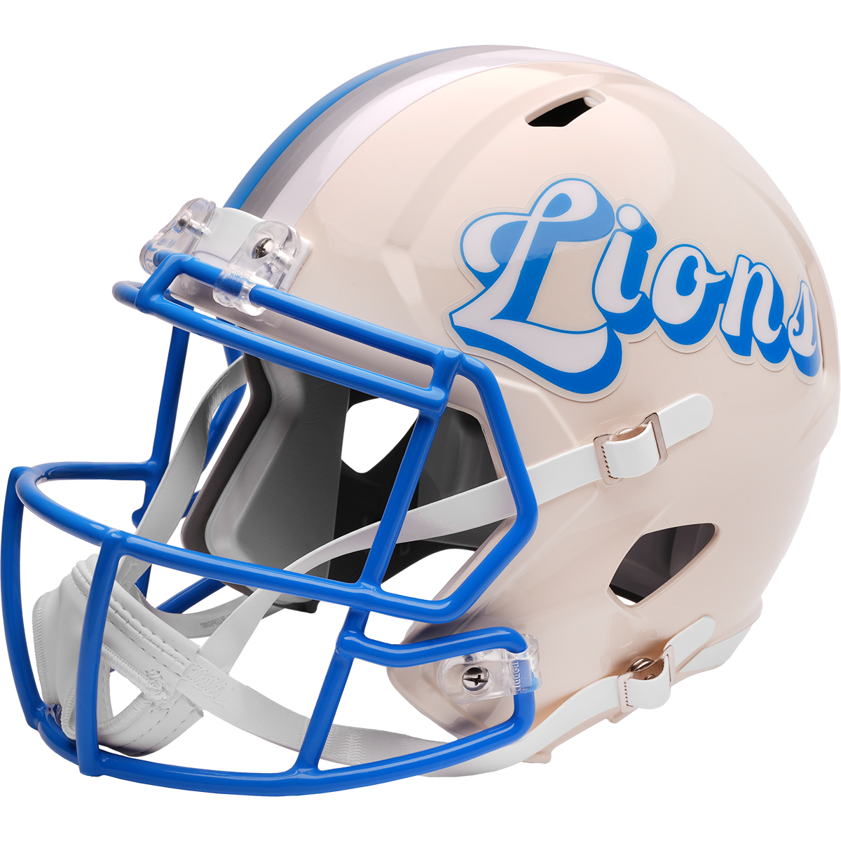 Detroit Lions Riddell Speed Retro Replica Helmet – left side logo view