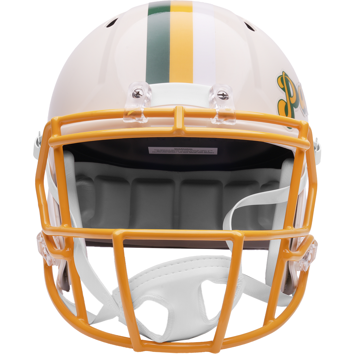 Green Bay Packers Riddell Speed Retro Replica Helmet – front facemask view