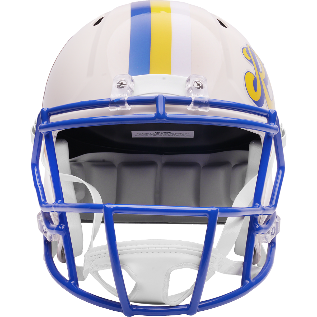 Los Angeles Rams Riddell Speed Retro Replica Helmet – front facemask view