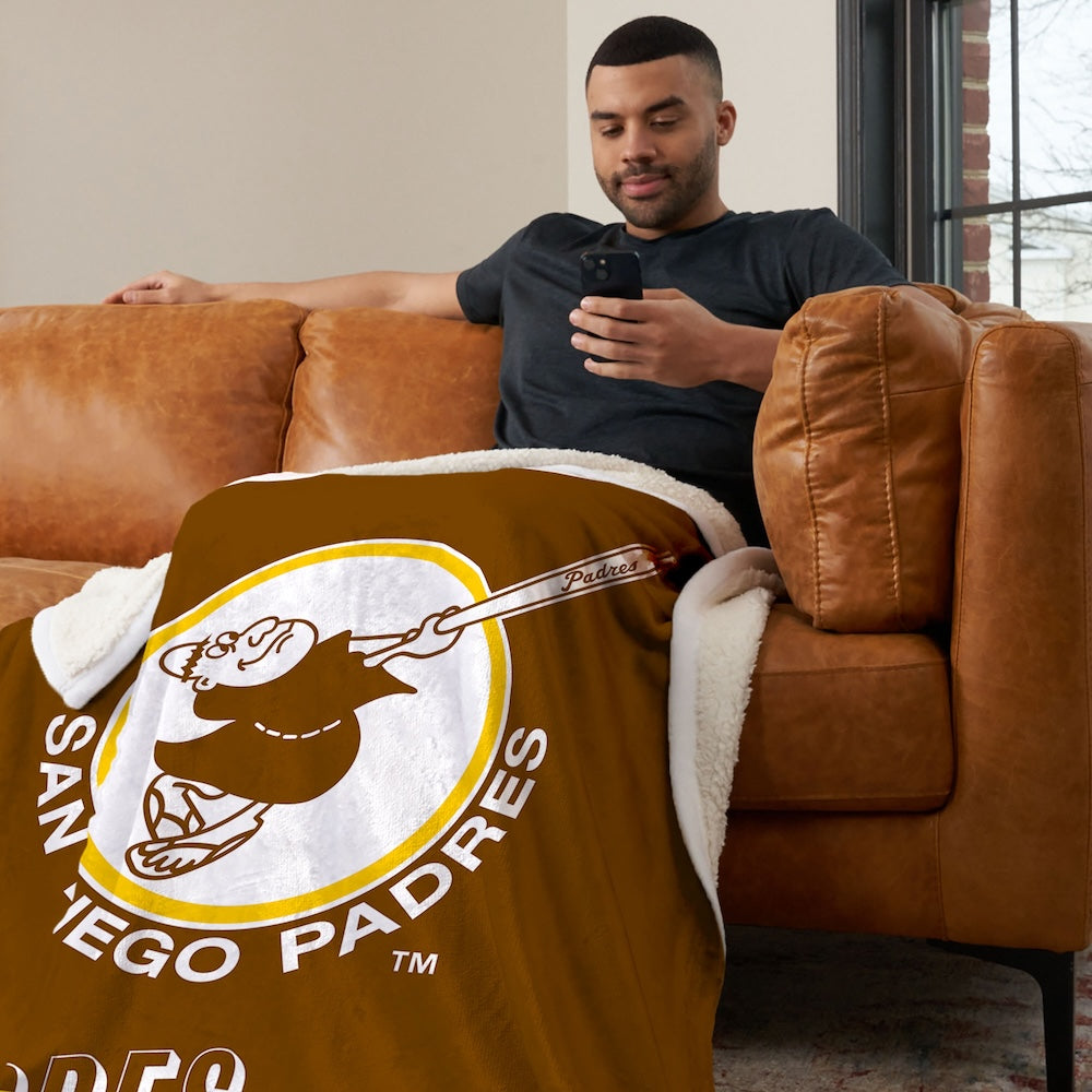 San Diego Padres CC throwback sherpa blanket