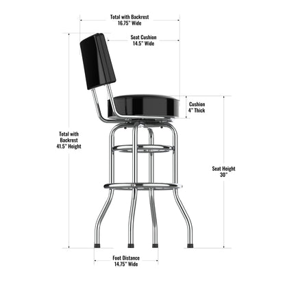 San Francisco 49ers Chrome Barstool dimensions