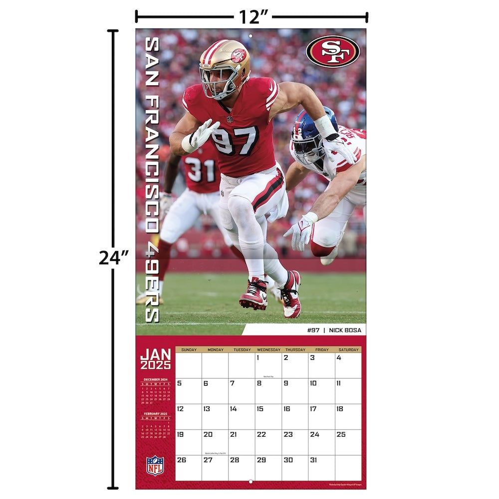 San Francisco 49ers Team Photos Wall Calendar Inside