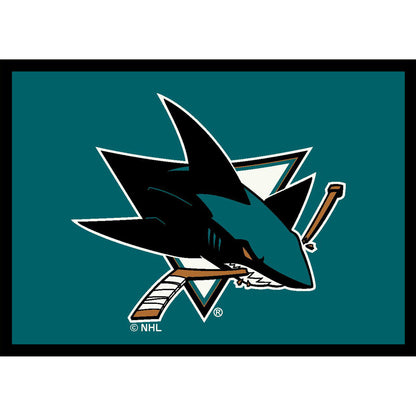 San Jose Sharks distressed style area rug