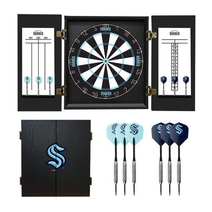 Seattle Kraken Dart Board Cabinet Set