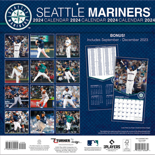 Seattle Mariners Team Photos Wall Calendar Back