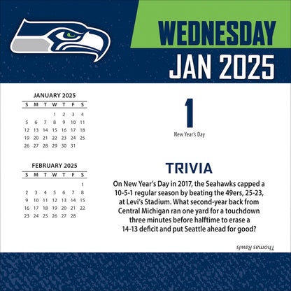 Seattle Seahawks 2025 Fact-A-Day Box Desk Calendar Jan