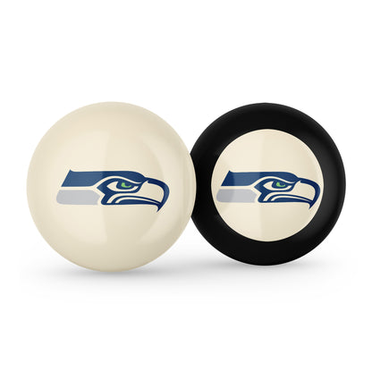 Seattle Seahawks cue ball and 8 ball