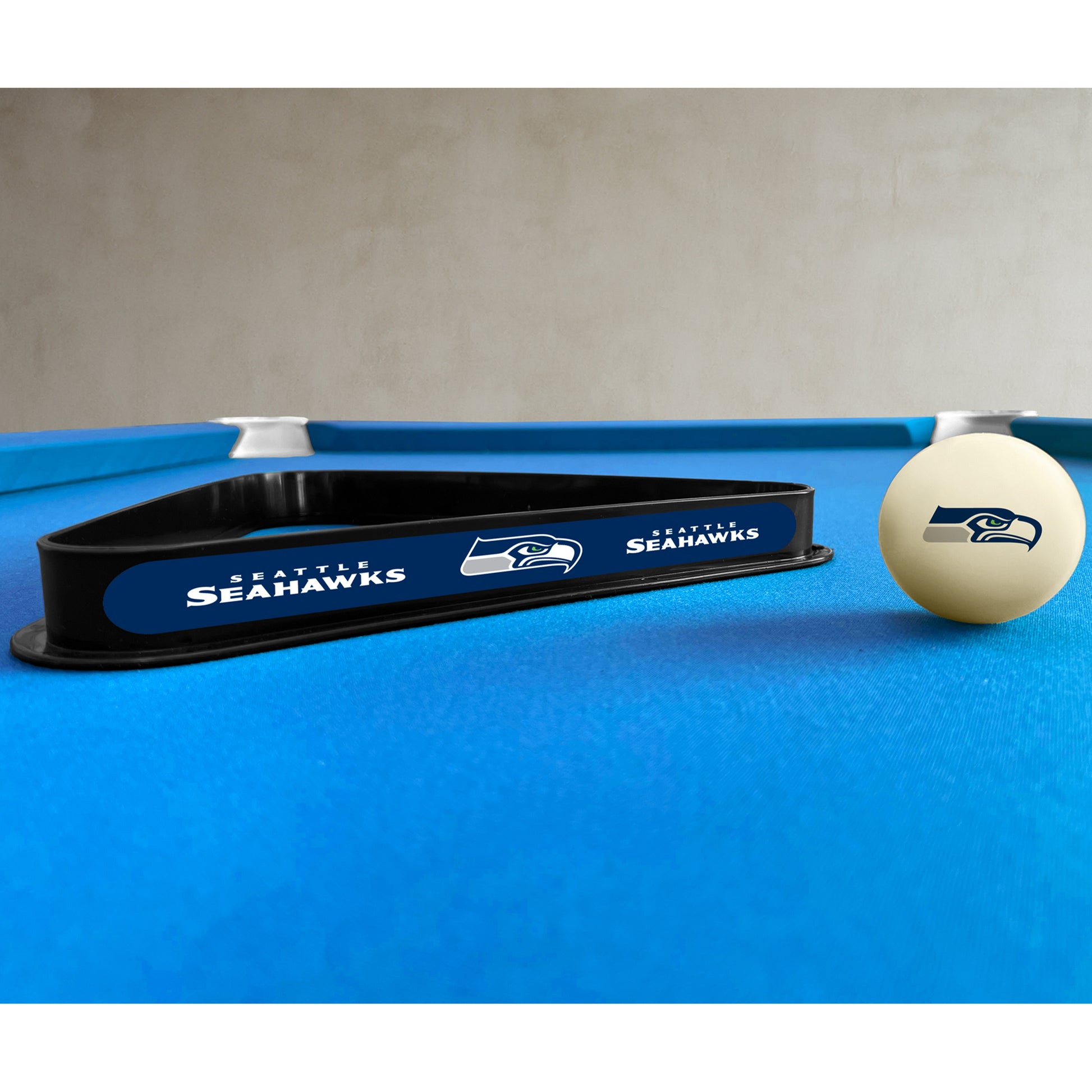 Seattle Seahawks triangle rack and cue ball set