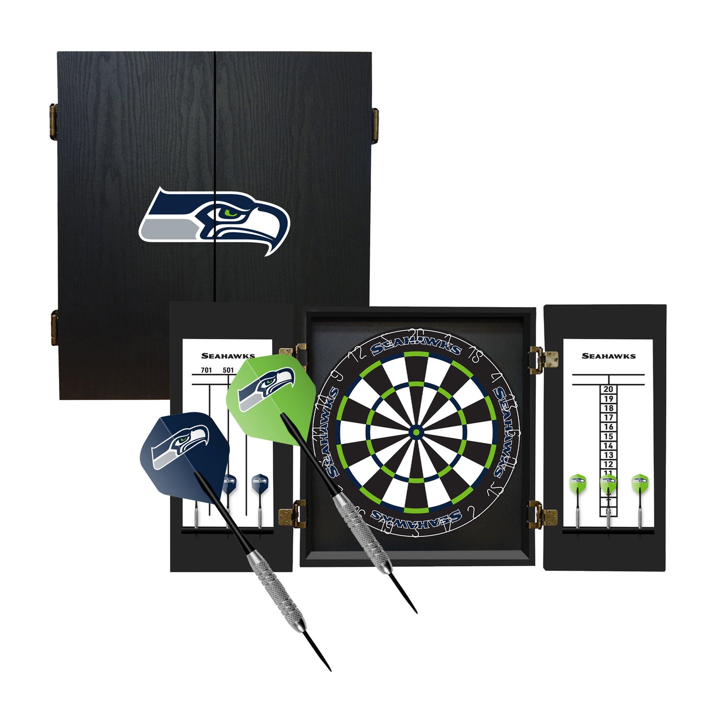 Seattle Seahawks Dart Board Cabinet Set