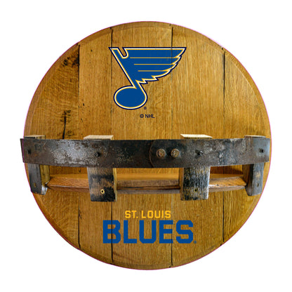 St. Louis Blues whiskey barrel shelf