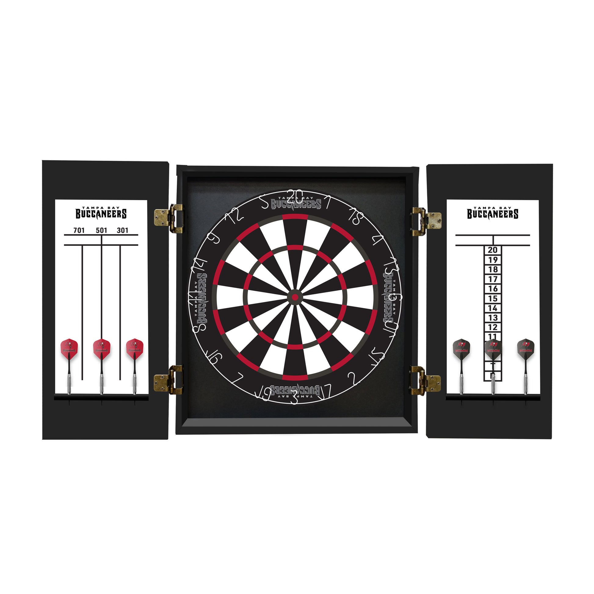 Tampa Bay Buccaneers Dart Board Cabinet Set