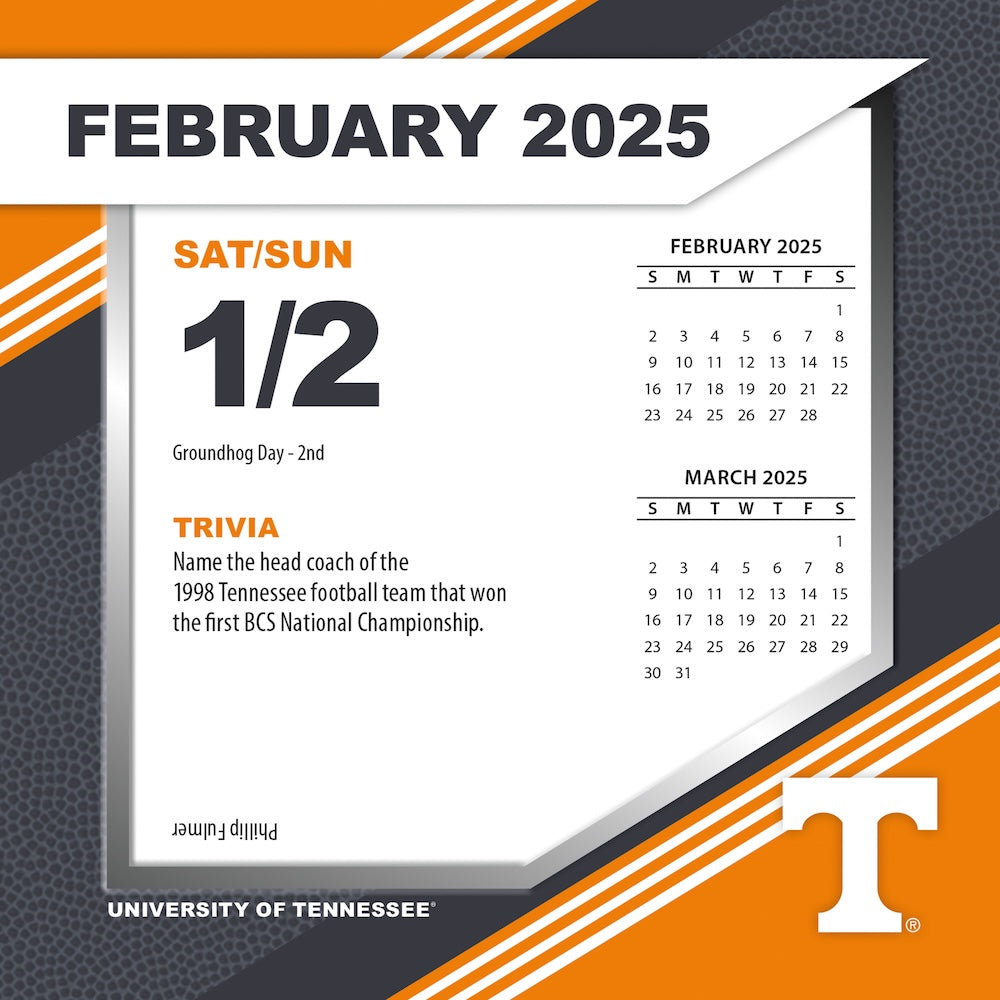 Tennessee Volunteers 2025 Fact-A-Day Box Desk Calendar Feb