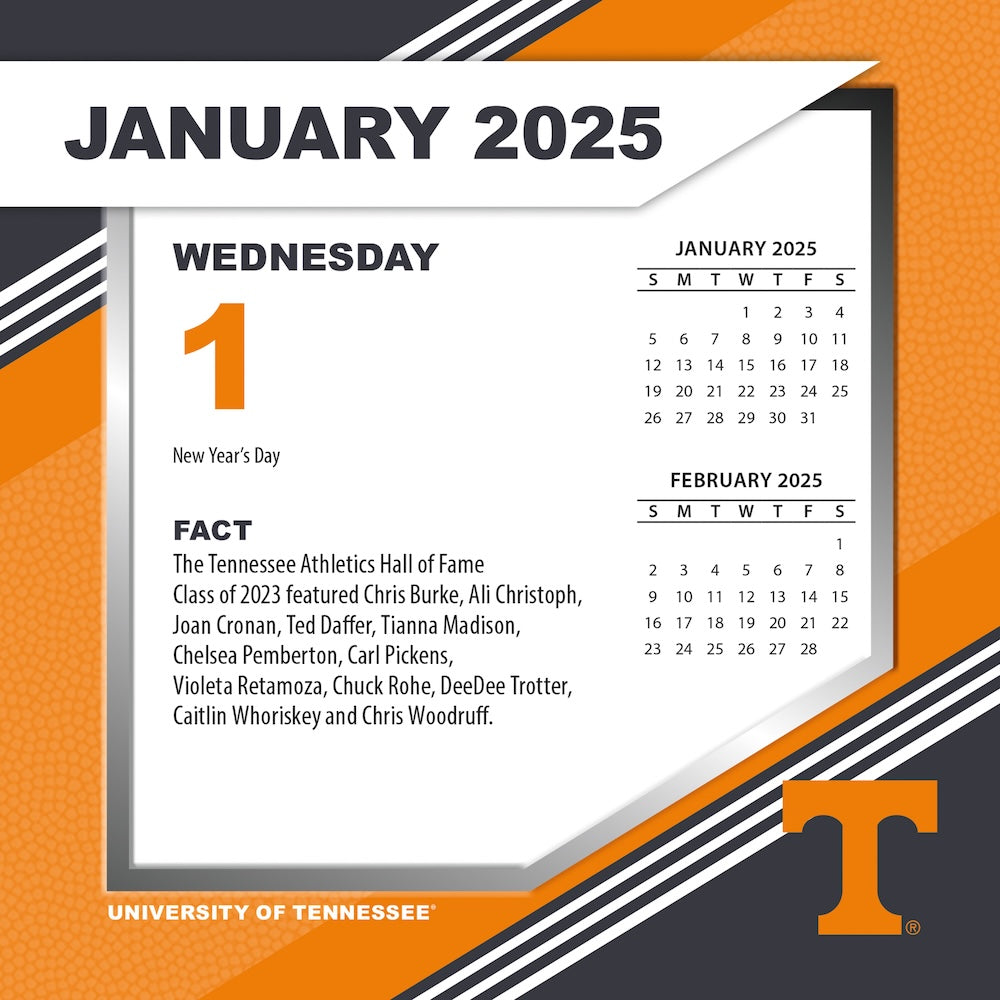 Tennessee Volunteers 2025 Fact-A-Day Box Desk Calendar Jan