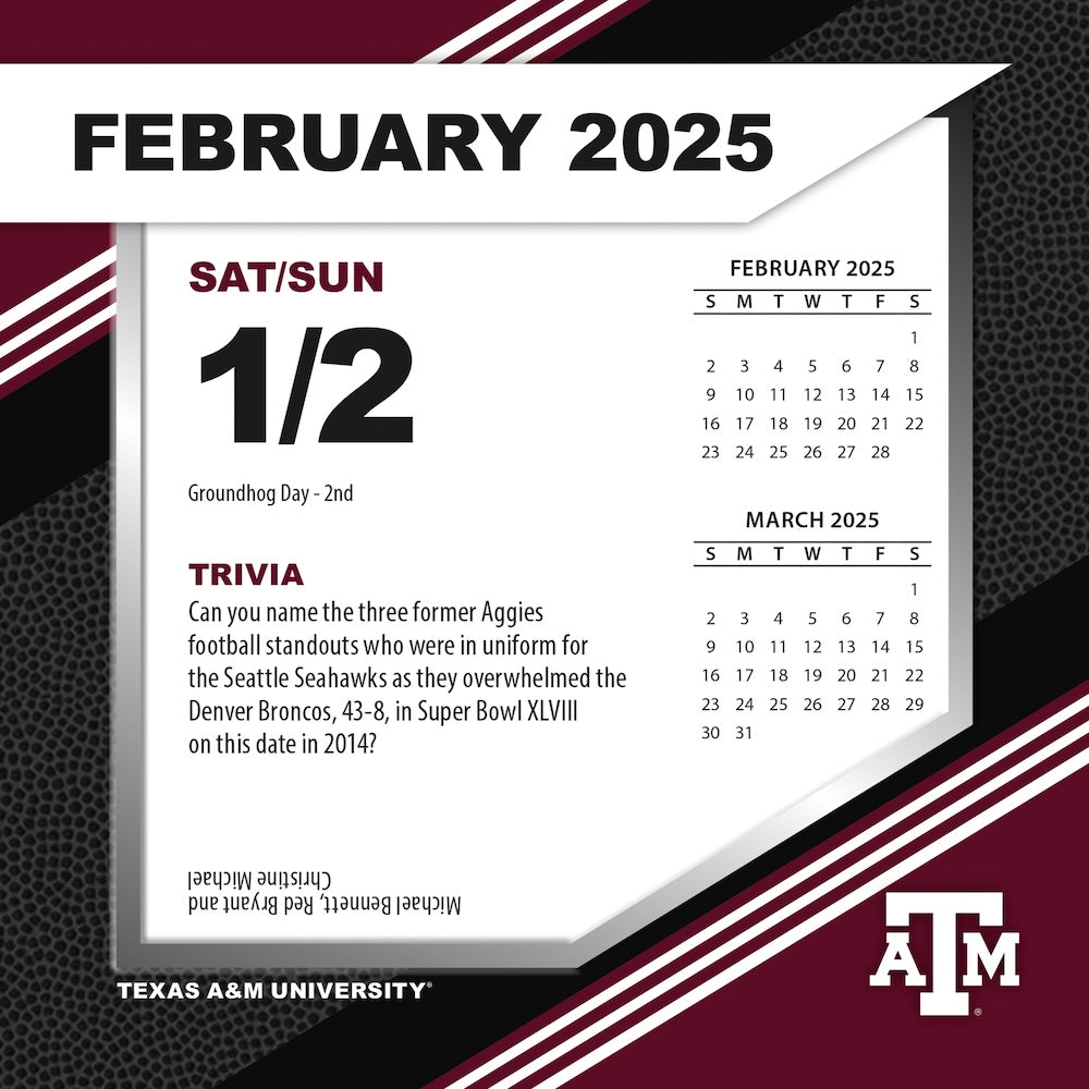 Texas A&M Aggies 2025 Fact-A-Day Box Desk Calendar Feb