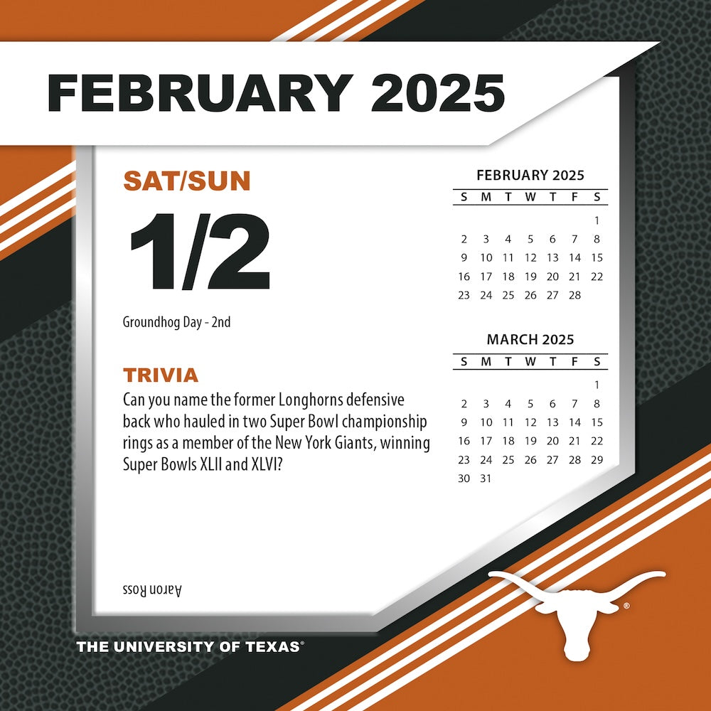 Texas Longhorns 2025 Fact-A-Day Box Desk Calendar Feb