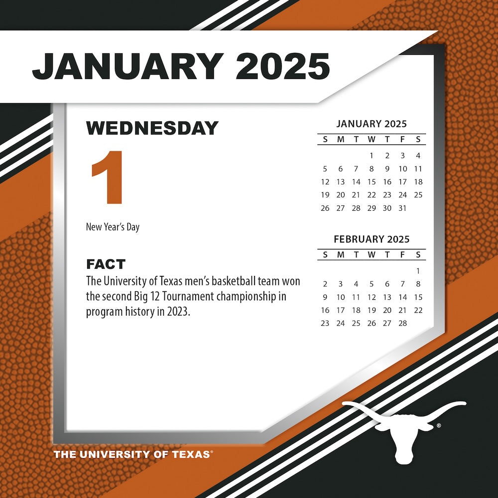 Texas Longhorns 2025 Fact-A-Day Box Desk Calendar Jan