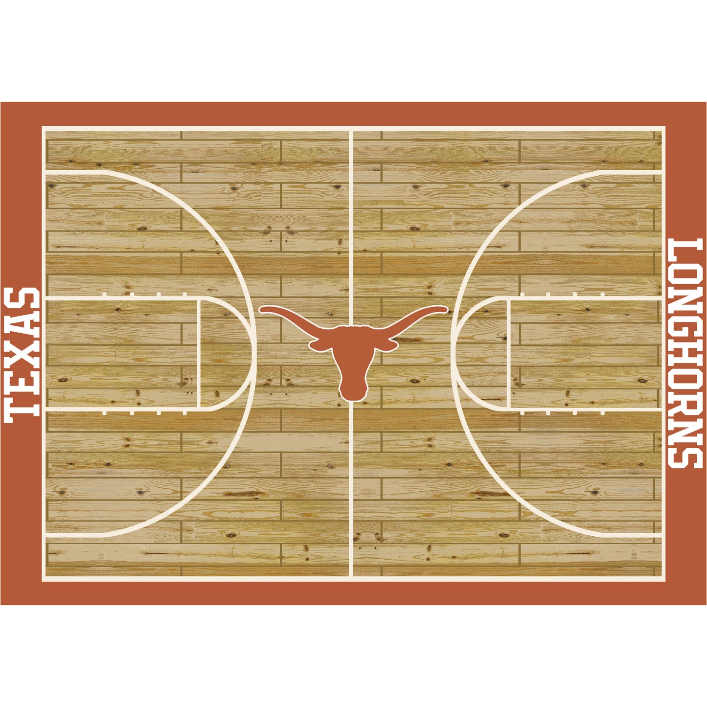 Texas Longhorns courtside style area rug