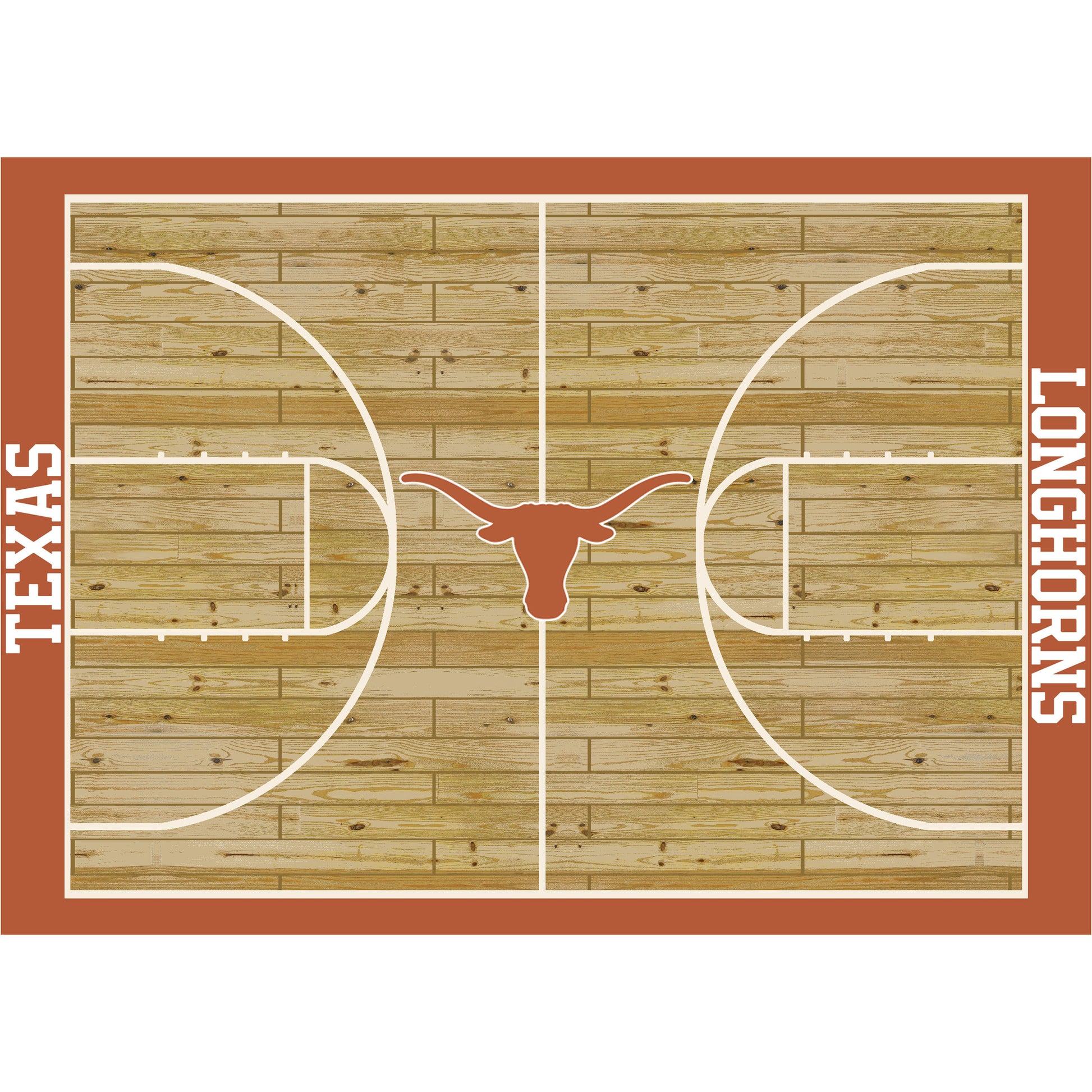 Texas Longhorns courtside style area rug