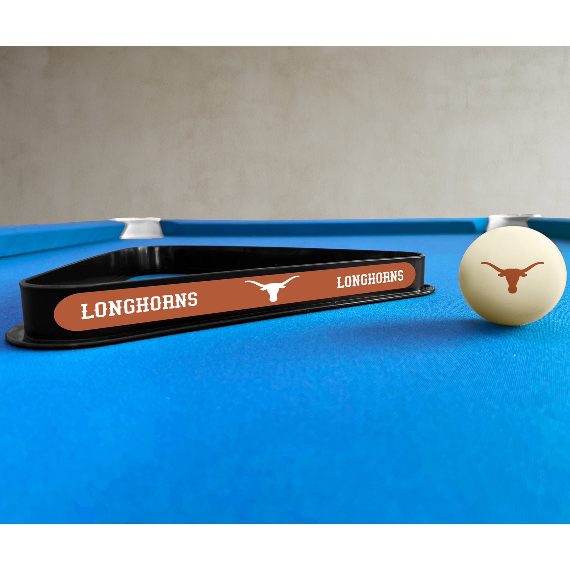 Texas Longhorns triangle rack and cue ball set