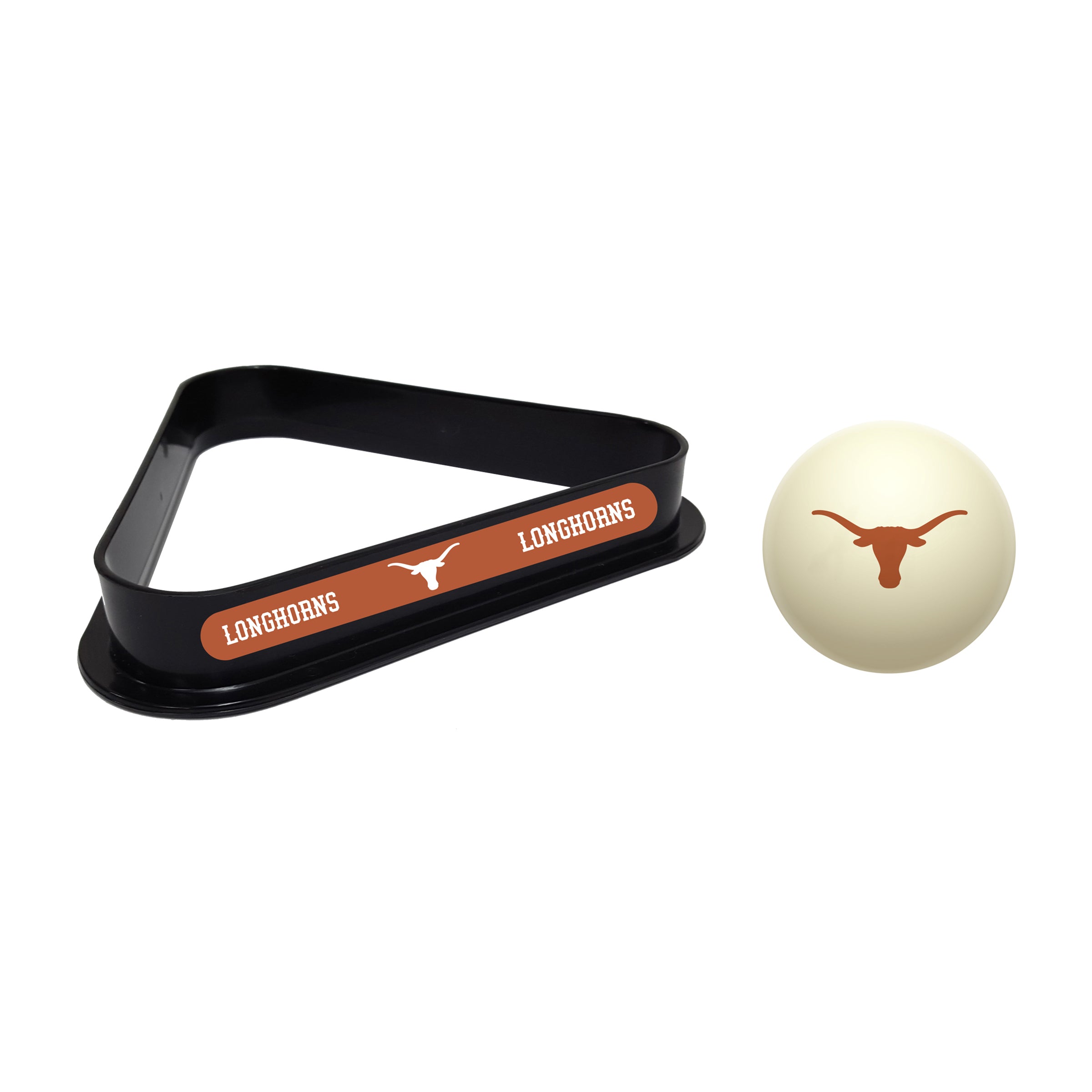 Buy NCAA Texas Longhorns Logo Pool Cue Ball and 8 Ball Triangle Rack ...