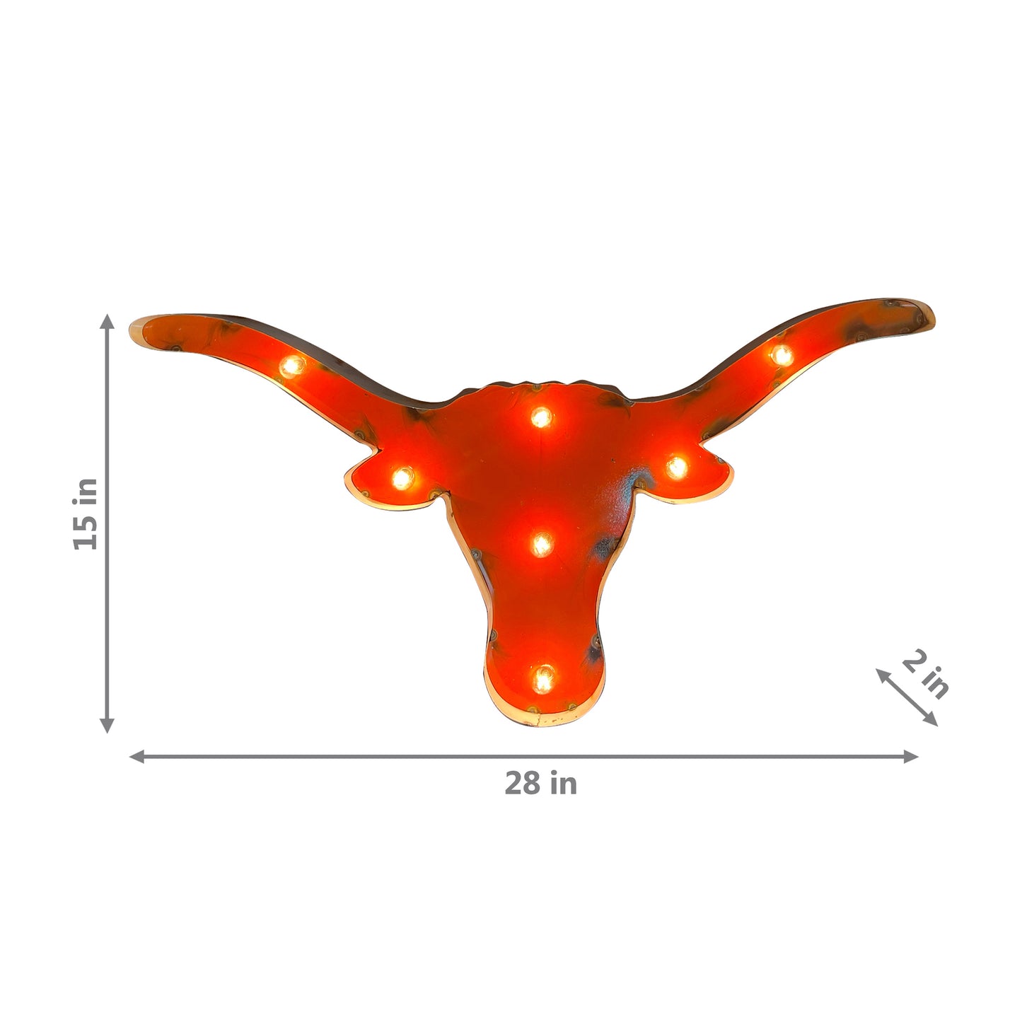 Texas Longhorns logo lighted metal sign dimensions