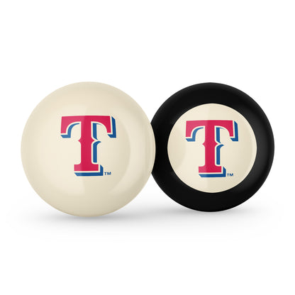 Texas Rangers cue ball and 8 ball