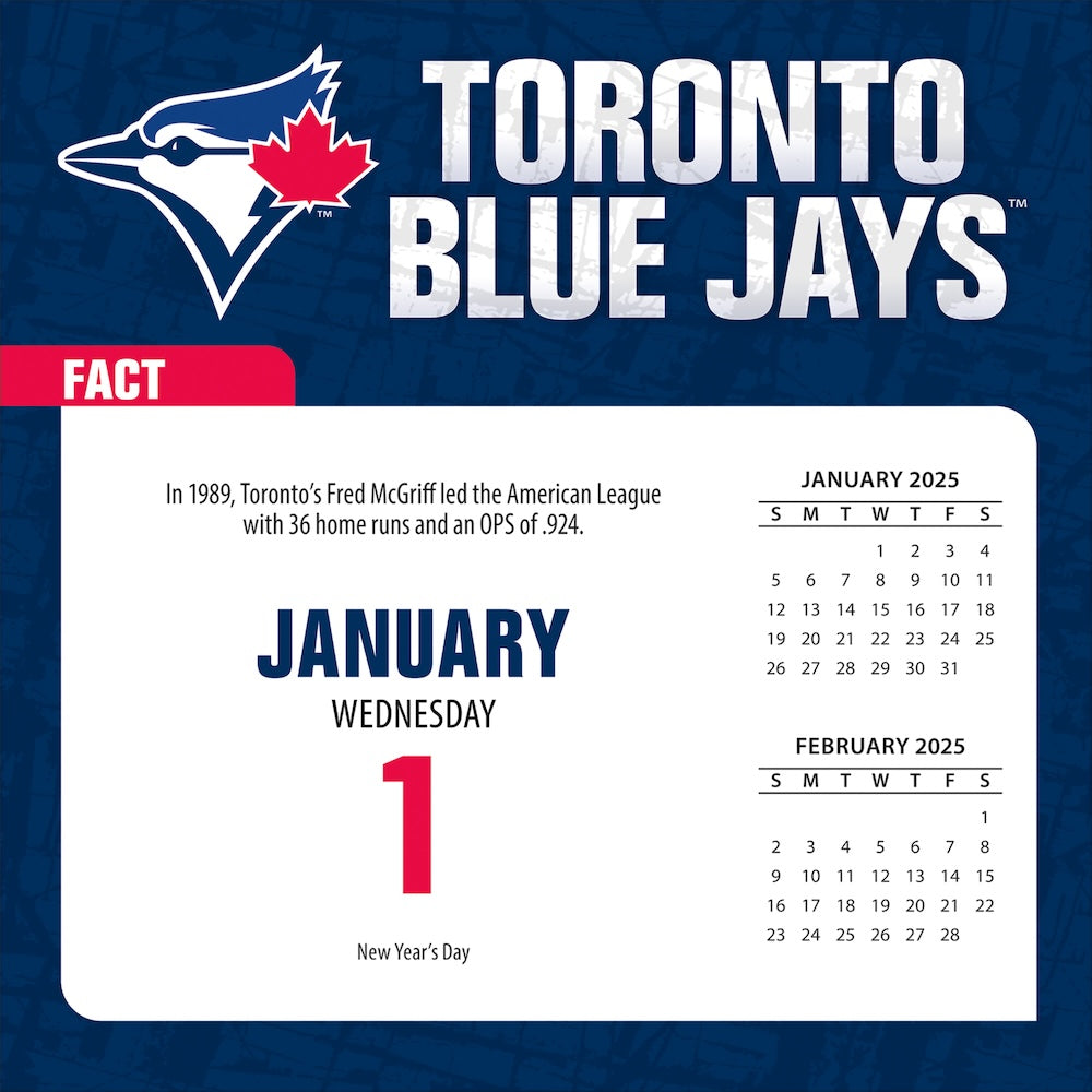 Toronto Blue Jays 2025 Fact-A-Day Box Desk Calendar Jan