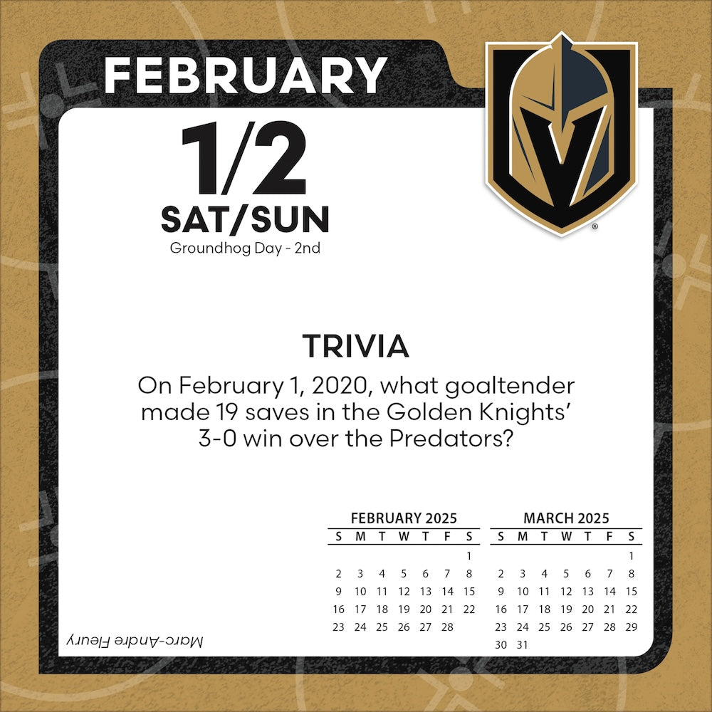 Vegas Golden Knights 2025 Fact-A-Day Box Desk Calendar Feb