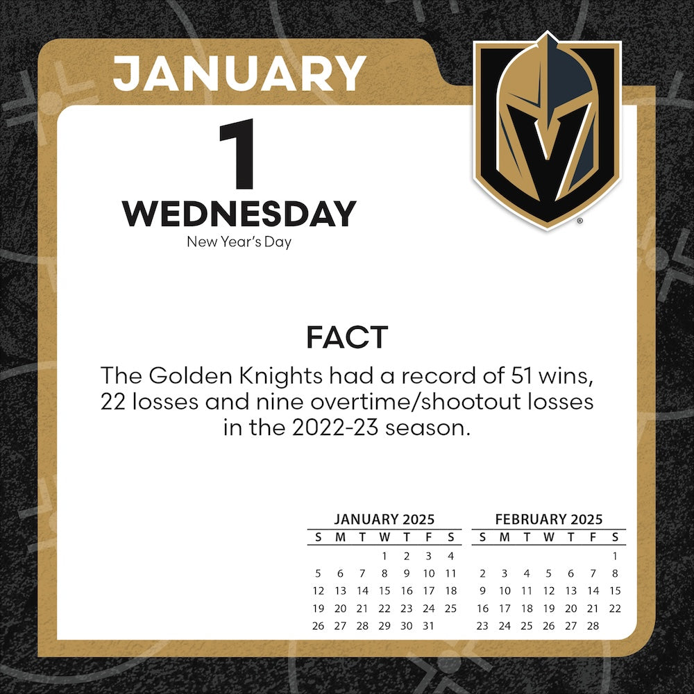 Vegas Golden Knights 2025 Fact-A-Day Box Desk Calendar Jan