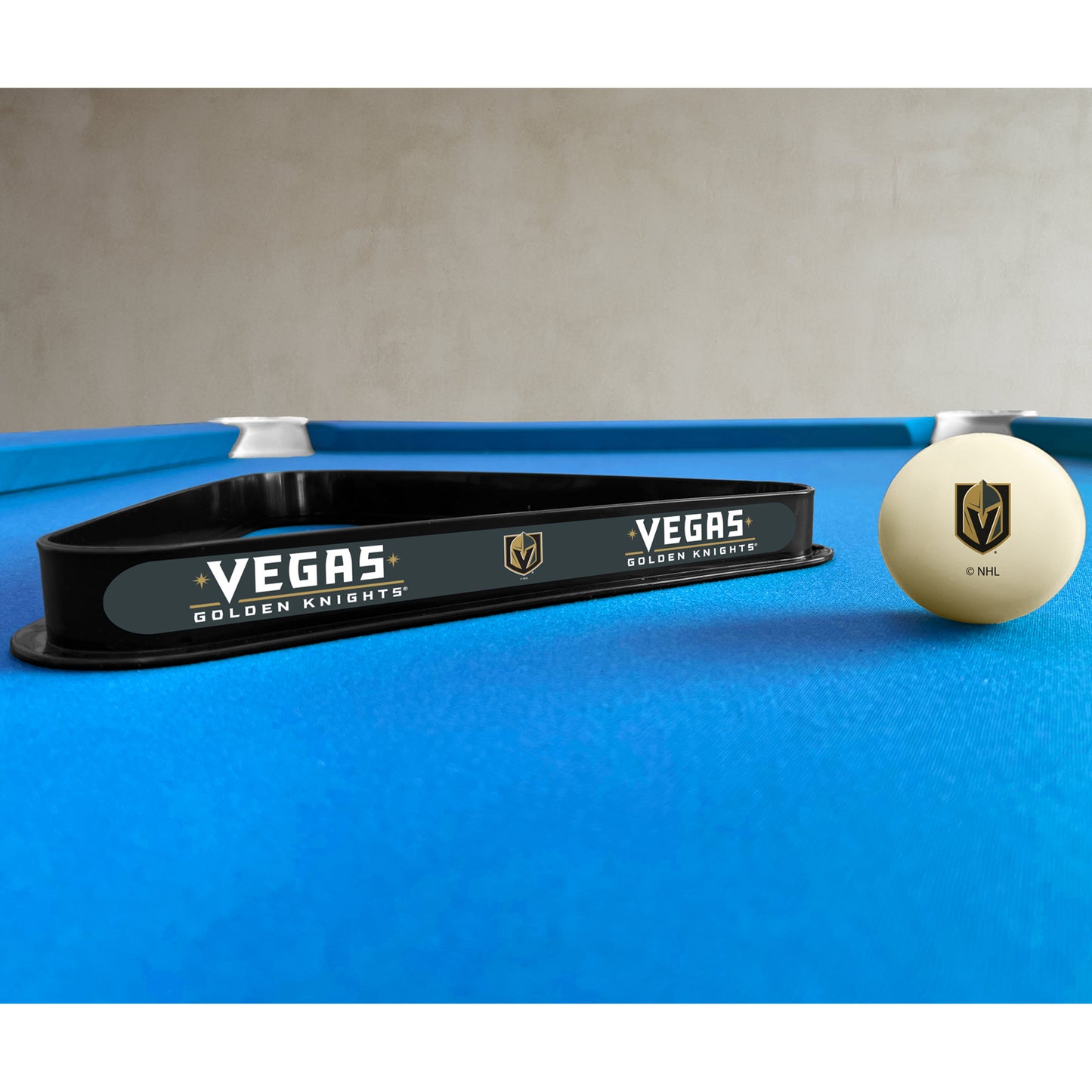 Vegas Golden Knights triangle rack and cue ball set