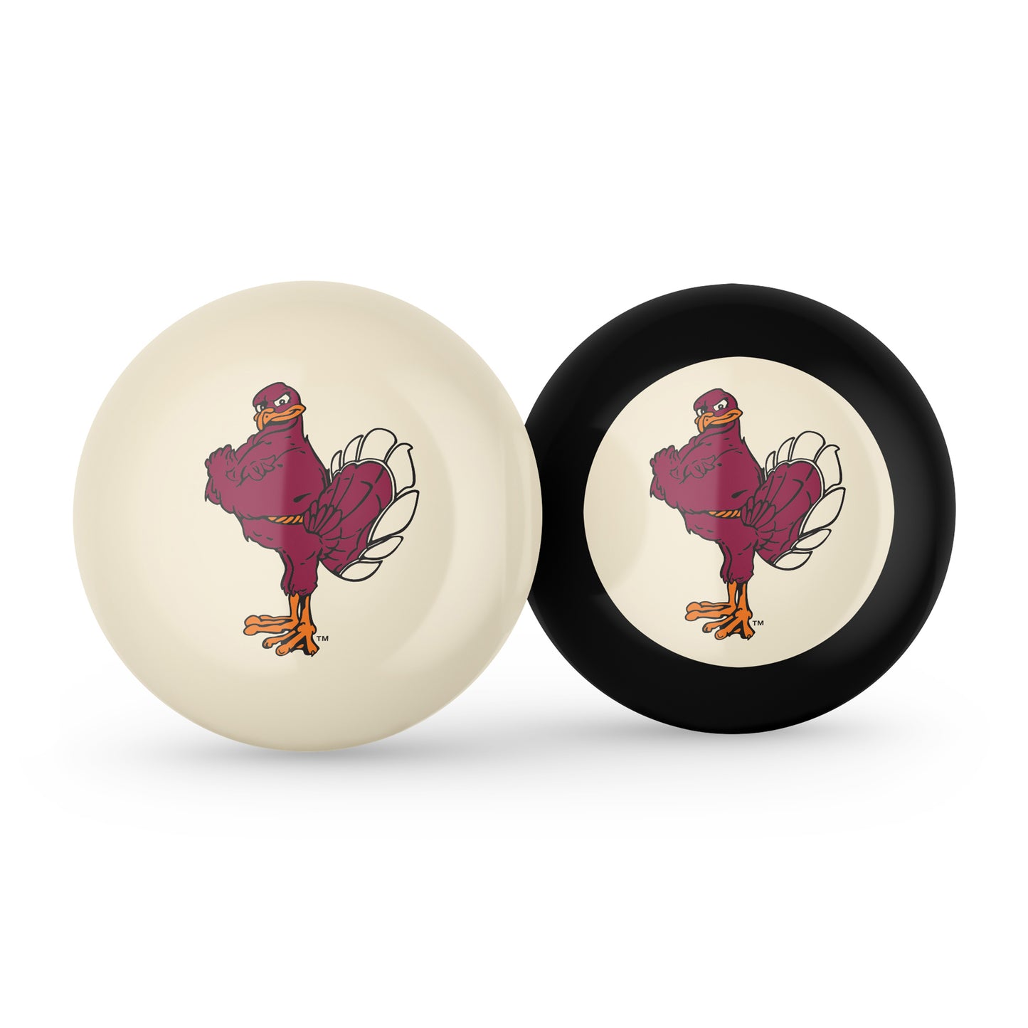 Virginia Tech Hokies cue ball and 8 ball