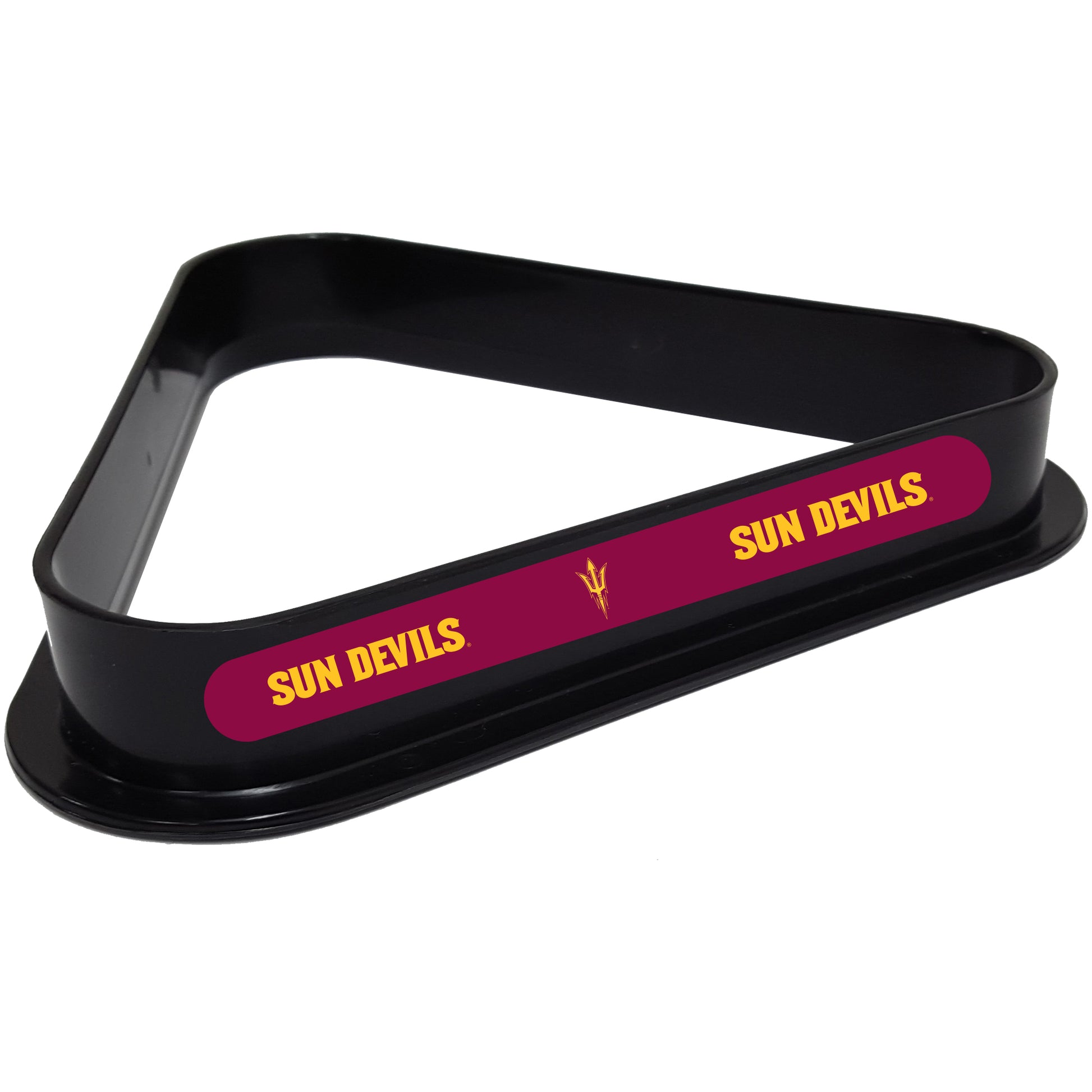 Buy Official Arizona-State-Sun-Devils-Pool-Table-Triangle-Rack Billiard Ball Triangle Rack - Premium Black Plastic 8-Ball Rack Front View